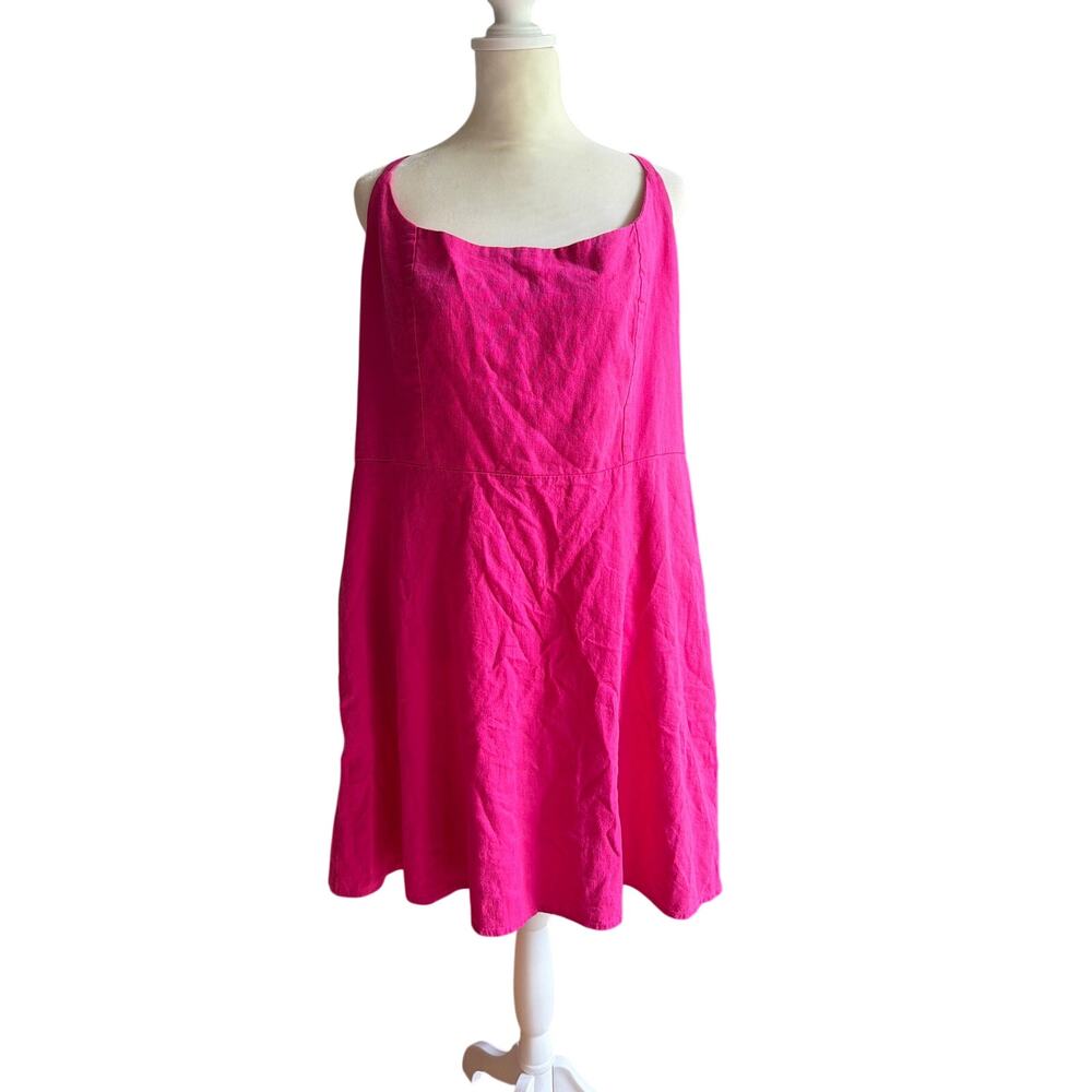 NWT Women’s XL Old Navy Fuchsia Pink Linen Blend Summer Sleeveless Dress